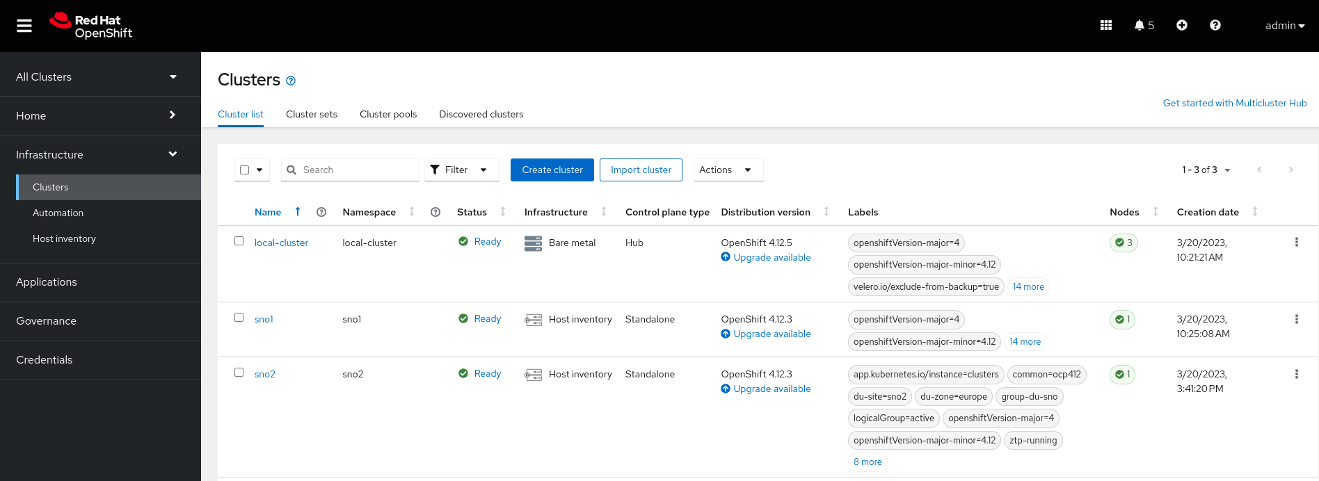 Import Cluster 2