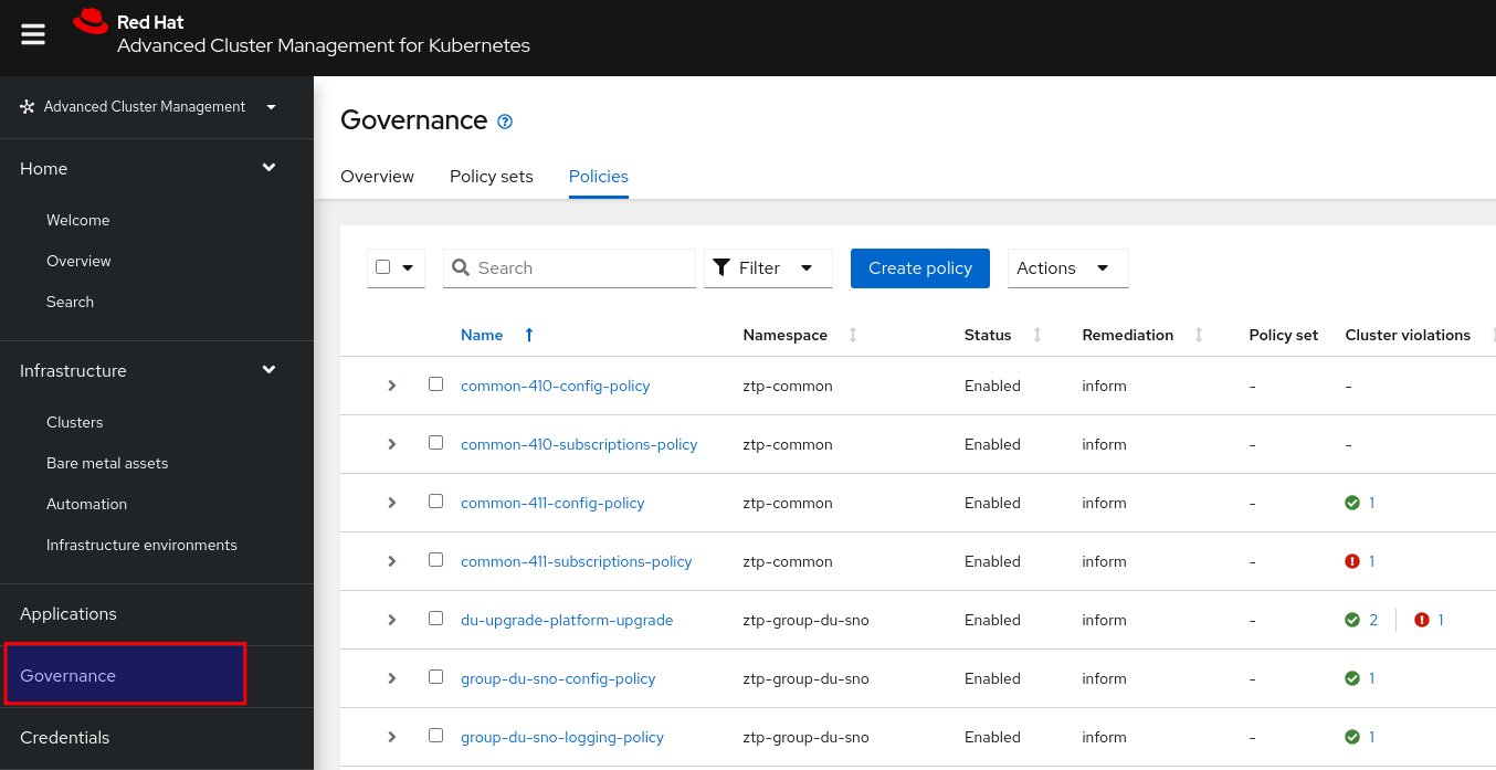 Governance section