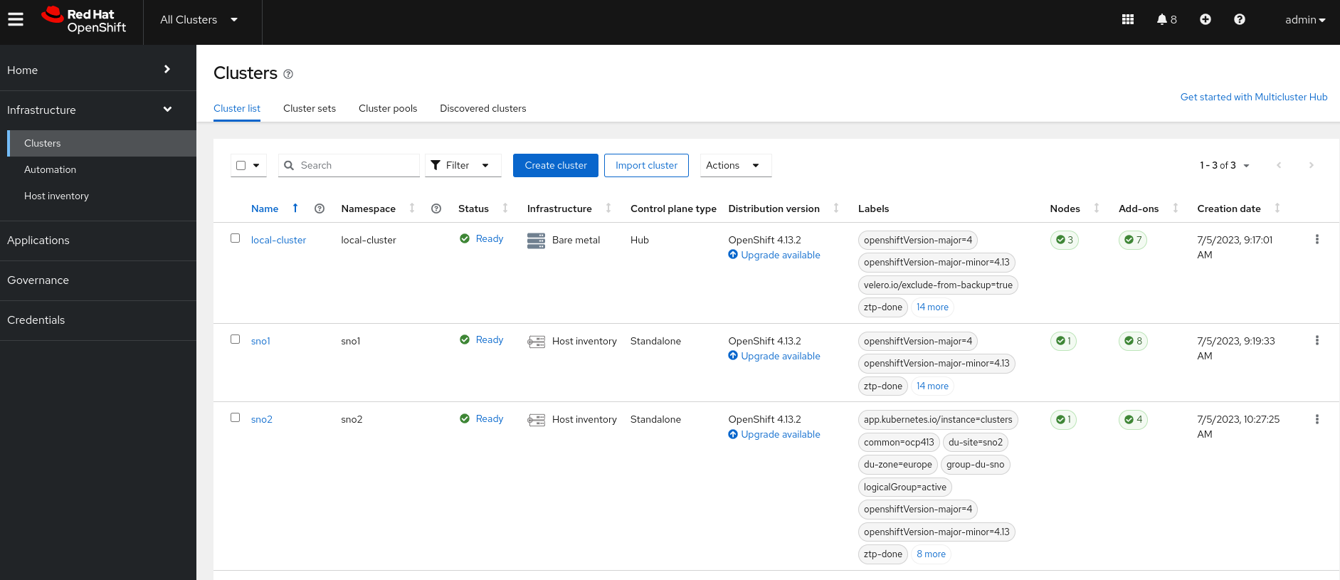 Import Cluster 2