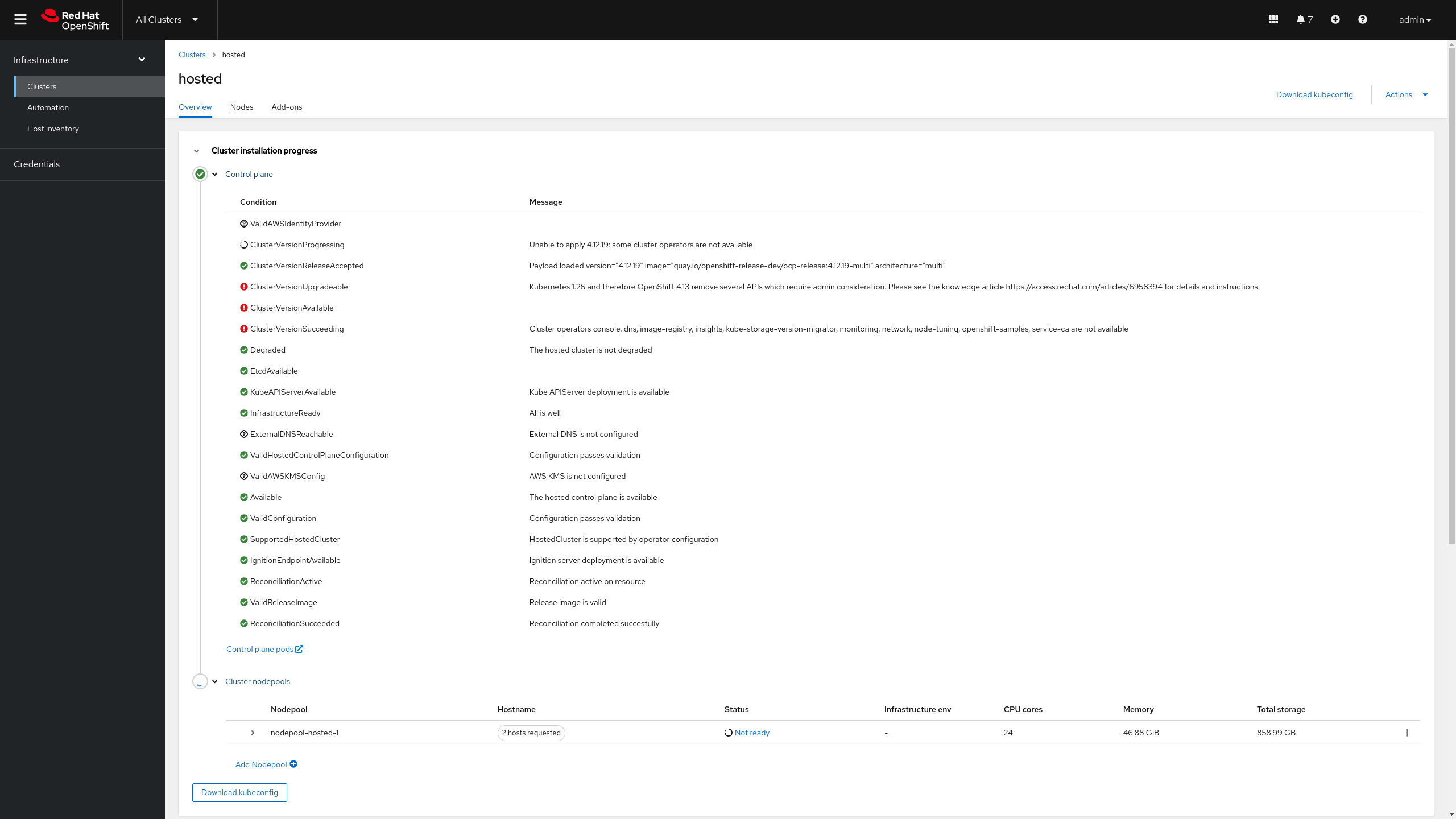 Hosted Cluster View 1