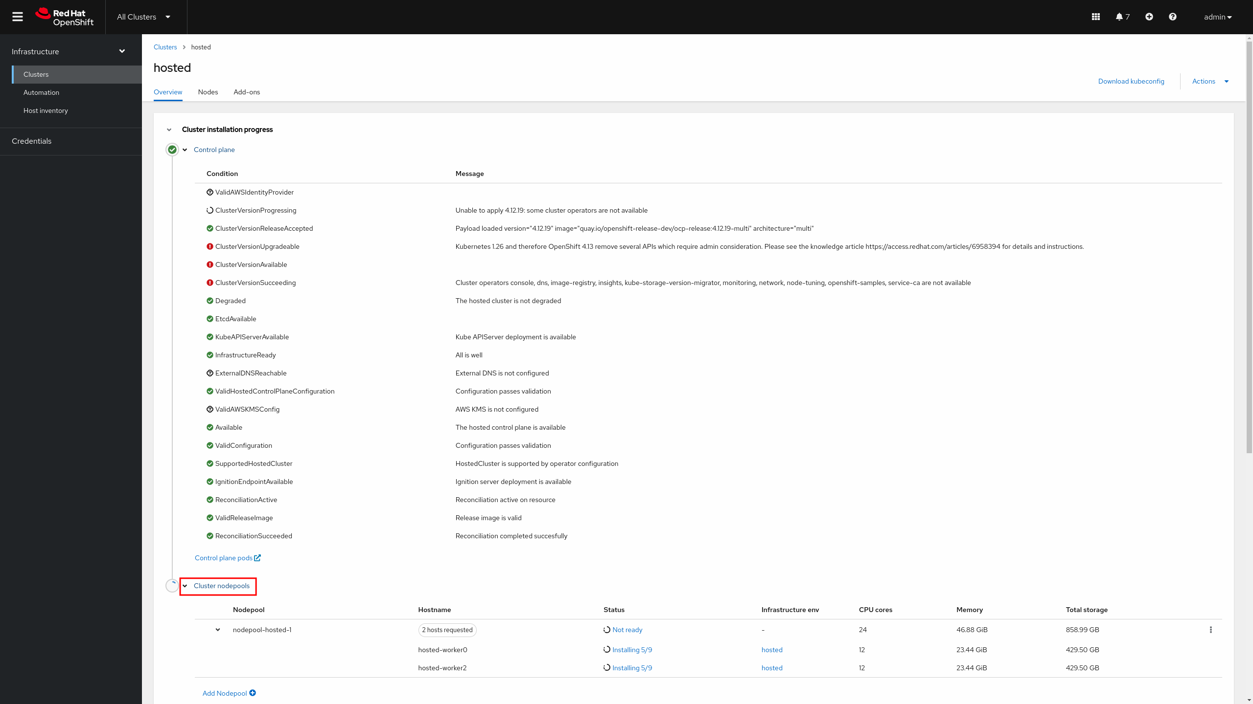 Hosted Cluster View 2