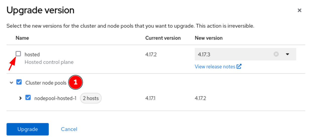 Hosted Cluster Upgrade Screen 5